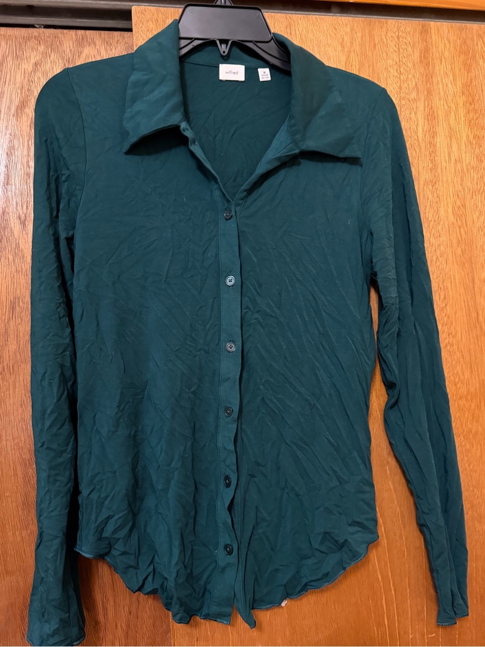 Aritzia Wilfred Pose Longsleeve Button Up Medium Aventurine Green M